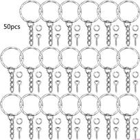 150Pcs Silver Screw Eye Pin Key Chains With Open Jump Ring Chain Extender Eye Pins Split Keyring Jewelry Making Findings