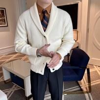 Men's 2023 Autumn/Winter V-neck British Retro Slim Knit Cardigan Sweater L