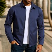 Men's Solid Color Casual Business Jacket – Autumn/Winter Lapel Style Coat with Zipper S juoda