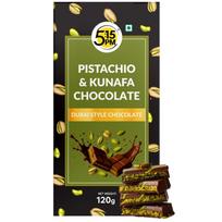 5:15PM Kunafa Šokoladukas Dubajaus Stiliaus 120g | Pistacijų Desertas su Pieno Šokoladu & Traškia Kunafa Kremu