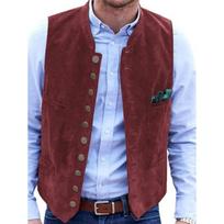 Men's Suede Vest with Multiple Pockets, Stand Collar, Casual Business Vest In Brown, Black, Wine Red, Blue, Olive Green 4XL armijos žalia spalva