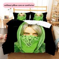 Billie Eilish rašto patalynė Namų dekoracija Gimtadienio dovana (1 * užvalkalas antklodei + 2 * užvalkalai pagalvėms, be užpildo) 135x200cm