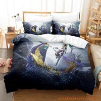 Personelity Monster Hunter Rise Bedding Set Cartoon Anime Three-Piece Set Adult Kid Bedroom Three-Piece Suits 3D Game Monst EU Single(135*200cm)3pcs