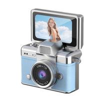 Nykščio dydžio atlenkiamas ekranas Mini kamera Mažas retro raktų pakabukas Skaitmeninis fotoaparatas su 1,47 colio LCD ekranu Vintage mikro kišeninė kamera koncertui, studijoms, įrašymui juoda