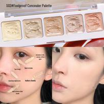 xixi Bare Skin Beauty Five-Color Concealer Palette: Covers Acne, Blemishes, Dark Circles; Long-Lasting, Waterproof, Smudge-Free.