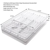 2 Designs 3 Wells Round Square Pattern Checks Rectangle Polycarbonate Chocolate Mold Candy Sugarcraft Making DIY Bakery Supplies