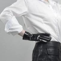 Ypač ilgos 70CM lakuotos odos pirštinės moterims, ryškiai juodos, dirbtinės odos PU, šiltos, pasirodymams, fotografijai, Cosplay, nemokamas pristatymas M