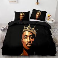 2Pac Patalynės Komplektas Viengulis Twin Pilnas Karalienės Karaliaus Dydis Tupac Amaru Shakur Lovos Komplektas Suaugusiems Vaikams Miegamojo Antklodės Užvalkalų Rinkiniai 3D Spausdinimas 043 EU single(135x200cm)