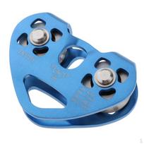 Pulley Tandem Dual Trolley 30kN Climbing with Ball Bearing Rock Aluminum Fixed Eye raudona