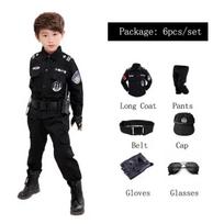 Naujas Vaikams Berniukams Mergaitėms Juokingas Policininko Kostiumas Vaikams Policijos Uniforma Cosplay Apranga Rinkinys Helovino Šventė 120CM mėlyna