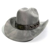 Western Cowboy Hat Retro Five-Star Hat With Decorative Top Hat Men'S And Women'S Versatile Jazz Hat M（56-58cm） sidabro pilka spalva