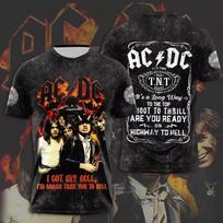 Rock Band Didelio dydžio vyriški marškinėliai ACDC 3D spaudinys Sportiški kvėpuojantys Gatvės laisvalaikio Hip-hopas Sunkiojo metalo muzika Trumpomis rankovėmis XXS