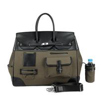 Nauja kontrastingos spalvos drobės spalvų derinimo odinė nešiojama itin didelė laisvalaikio kelioninė rankinė per petį crossbody vyriškos ir moteriškos rankinės 45x23x35cm armijos žalia spalva