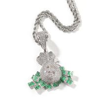 Men's zircon dollar bag pendant, hip-hop trendy brand fashion necklace, sweater chain, one piece is sent on behalf of others.