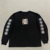 European and American retro printed cross street hip-hop loose pullover top S juoda