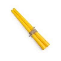 Natūralios geltonos stalo žvakės iš bičių vaško, 26 cm (2 vnt.)