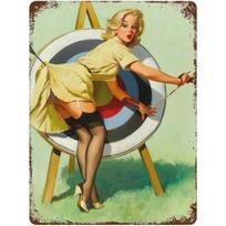 Pin-Up merginos metalinis ženklas, vintažinis sienos meno dekoras 30x20cm