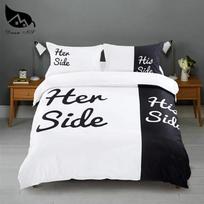 Dream NS Paprastas Juodas + Baltas Patalynės Komplektas Katė/Šuo/Jis ir Ji Poros Patalynė Pagalvės Užvalkalas Individualus Namų Tekstilė Lovos Komplektas EUR Single 135X200CM