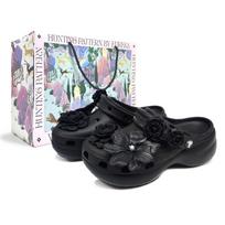 Crocs Classic Platform Clog Green Mountain Ink Camellia Gift Bag Simple and Versatile Fashion Trend Hole Shoes Women Black 36-37 juoda