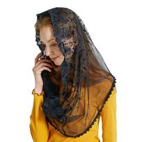 Church Mass Veil Lace Chapel Veil Mass Veil Mantilla Veil Catholic Church Veil juoda