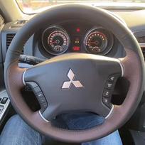 for Mitsubishi Pajero 2007-2014 Galant 2008-2012 Hand-Stitched Black  Leather suede Car Steering Wheel Cover 2