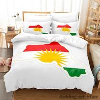 Kurdistano vėliavos patalynės kolekcija Viengulis Twin Pilnas Queen King dydžio lovos kolekcija Suaugusiųjų vaikų miegamojo antklodės užvalkalų kolekcijos Patalynės komplektas Lova 70x133cm 2pcs