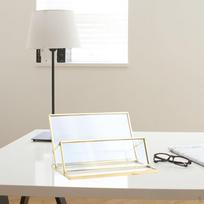Business Card Holder Office Desktop Countertop Organizer Case, Gold 11x7x6.5cm