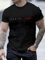 2025 M. Vyriški 100% Medvilniniai Apvalios Kaklo Marškinėliai Vasariniai Laisvo Kirpimo Kūrybiški PARIS Raidžių Spaudiniai Atsitiktiniai Streetwear Trumpomis Rankovėmis Marškinėliai Viršus S white