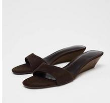 Moteriškos elegantiškos retro vasarinės šlepetės, mulės, basutės su platforma, atvirais pirštais, aukštakulniai, kasdieniai bateliai moterims, dideli dydžiai 35-41 35 ruda