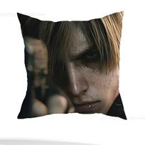L-Leon Kennedy Pillow Case Square Double-Sided Printing Short Plush Sofa Cushion Cover Bedroom Bedside Pillow 12x12Inch