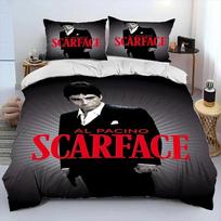 3D Spausdintas Filmo Scarface Tony Patalynės Komplektas Antklodės Užvalkalas Lovos Komplektas Antklodės Užvalkalas Pagalvės Užvalkalas Antklodė Karaliaus Karalienės Dydžio Berniukų Suaugusiųjų Patalynė EU Single(135*200cm)3pcs