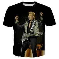 Naujas populiariausias pop dainininkas Johnny Hallyday 3D spausdinti marškinėliai vyrams moterims Rokas Atsitiktiniai Gatvės drabužiai Hip Hop Harajuku Viršutiniai drabužiai S