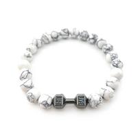 Lava Bracelet Black Volcanic Stone Black Matte Dumbbell Beads Bracelets For Women Men Fitness Barbell Jewelry Mens Bracelets