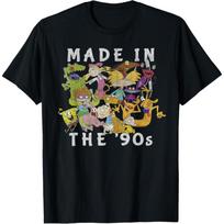 Nickelodeon Pagaminta 90-aisiais Išblukęs Veikėjų Koliažas Marškinėliai S juoda