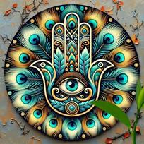 Hamsa akies metalo sienos menas namų dekoras dovana 20x20