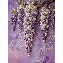 DIY Lavender Pearl Art Painting for Home Wall Decor Pearl Gem Paintings Picture Arts Craft  for Adults/Beginners Gift Idea Home Decor Without Frame 30x40cm