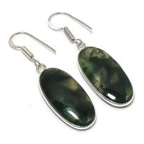 Natural Indian Moss Agate Gemstone 925 Sterling Silver Earring 1.89  AE-11669