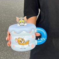 Tom and Jerry Ceramic Mug with Lid rožinė