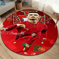 CR7 Apvalus kilimas, Kilimas svetainei, miegamajam, sofai, žaidimų kambariui dekoruoti, Neslystantis grindų kilimėlis 80cmx80cm