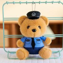 Mielas policininko lokio pliušinis raktų pakabukas