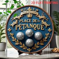 Vintage Petanque Game Sign Metal Wall Art Deep Blue Gold Iron Decor 20x20 įvairiaspalvis