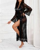 Sex underwear women's light luxury sexy hollow temptation lace pajamas nightgown set S