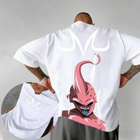 Dragon Ball Anime Goku apvalia iškirpte trumpomis rankovėmis 2026 Bandai vasariniai vyriški sportiniai laisvi ir kvėpuojantys medvilniniai marškinėliai S