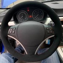 Suede Car Steering Wheel Cover For BMW E90 E91 E92 E93 E87 E81 E82 E88 X1 325i  Auto steering wheel cover Car accessory Red Thread