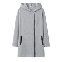Women's 2024 Fashion Fleece-Lined Hooded Jacket with Side Zipper XL juoda