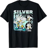 „Sonic the Hedgehog“ sidabriniai kelių pozų plakato marškinėliai unisex marškinėliai S