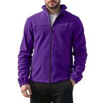 Fleece striukė vyrams, su pilnu užtrauktuku, lengva, su stovinčia apykakle, šilta striukė, laisvalaikio, lauko, vėjui atsparus paltas su kišenėmis, vyriška taktinė žiemos/rudens striukė L juoda