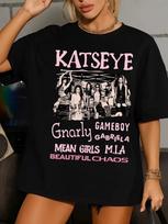 Retro Katseye Beautiful Chaos Cotton Tshirt Kpop Tee Gift for Woman Man Oversized Graphic Short Sleeve Shirt Men Women Top Tees M