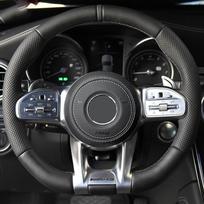 Automobilio vairo apdangalas Mercedes-Benz AMG C43 E53 S63 GLE G63, rankomis siūtas, juodos odos, automobilio aksesuarai Red Thread