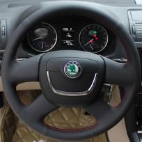 For Skoda Octavia Superb Fabia Skoda Octavia a5 Yeti Original Hand-stitched  Leather suede car steering wheel cover style 2